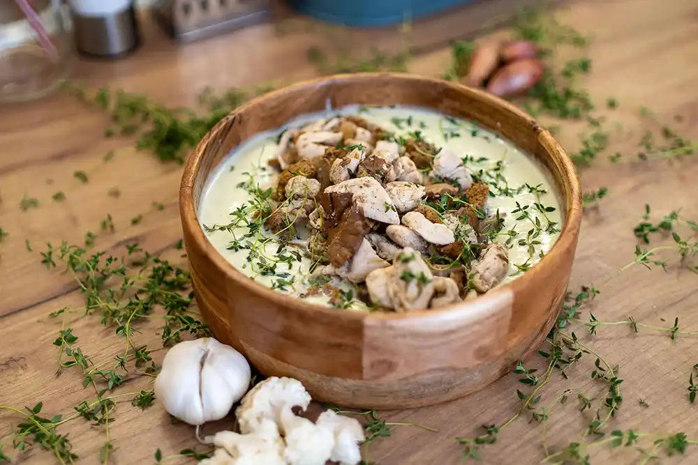 Cauliflower Mousse with Wild Mushrooms